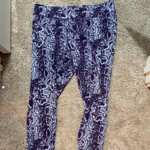 BCG purple snakeskin print full length leggings, size L